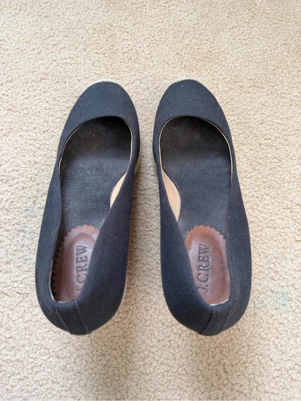J.Crew Black Canvas Espadrille Wedge Pumps | Size 11